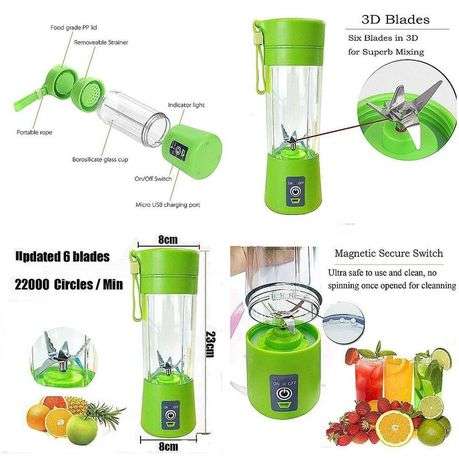 Rechargeable Fruit Blender and Smoothie Maker With USB Port