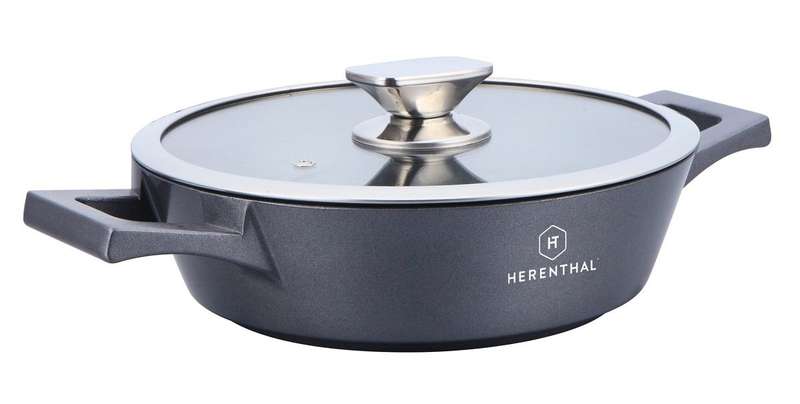 Herenthal 24 cm Greblon C3+ Non-Stick Coating Low Casserole - Silver (NO LID)