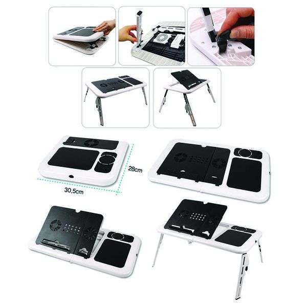 E-Table Portable Laptop Stand with USB Cooling Fans - White (READ THE DESCRIPTION)