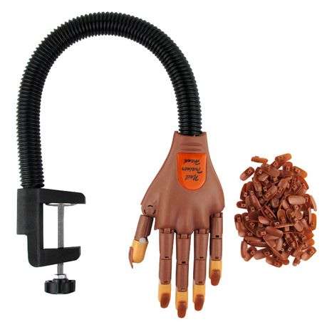 Flexible Movable Nail Training Practice Hand & 100 Nail Practice Tips