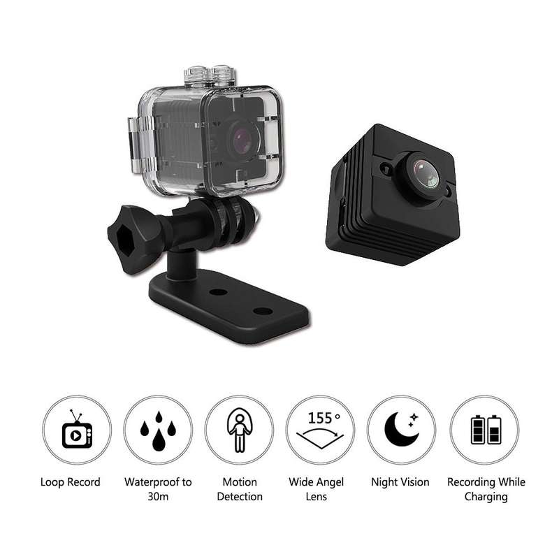 SQ12 Mini Spy Sports Waterproof 1080P FHD Camera with Night Vision - Open Box
