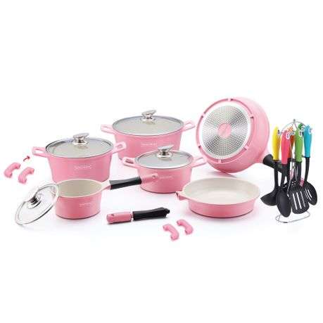 Royalty Line 20 Pieces Ceramic Coating Cookware Set - Pink (READ THE DESCRIPTION)