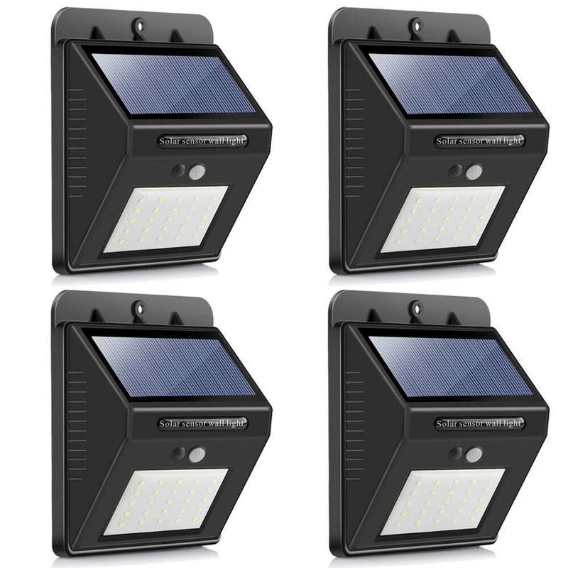 COB Solar Power Motion Sensor Wall Light - Set of 4