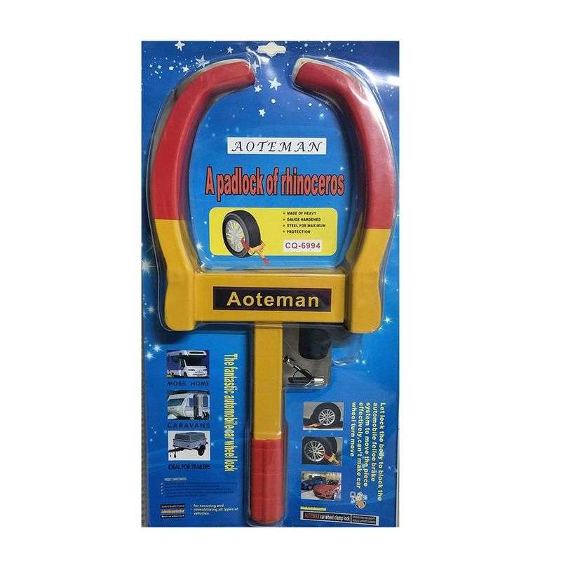 Aoteman Anti-Theft Tyre Wheel Clamp Lock Jammer (Red and Yellow)