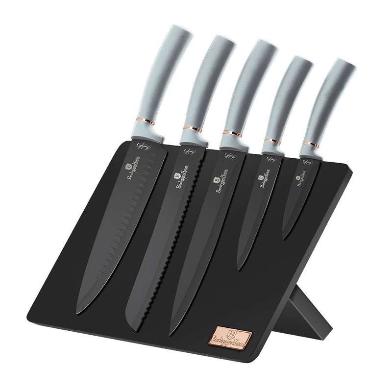 Berlinger Haus 6-Piece Non-stick Coating Knife Set with Stand ONE kn ife missing - Moonlight