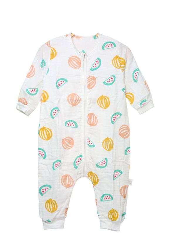 Olive Tree - 4 layer muslin split leg summer sleeping bag - Watermelon - L