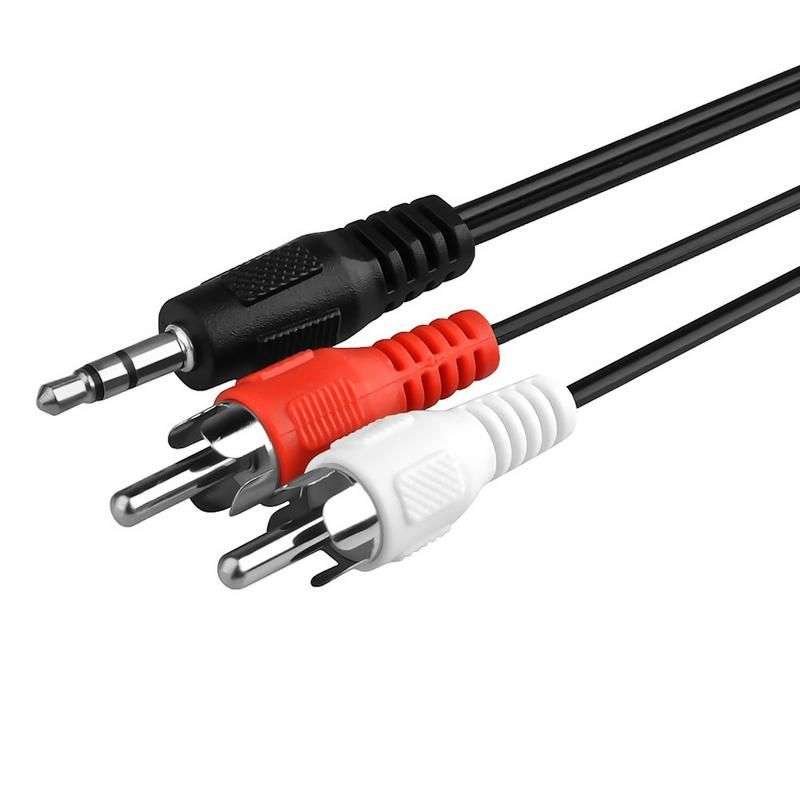 AV Cable 3.5mm Stereo Phone Plug to 2x RCA/Phono Plug, 5.9 ft, 1.5 m, Black