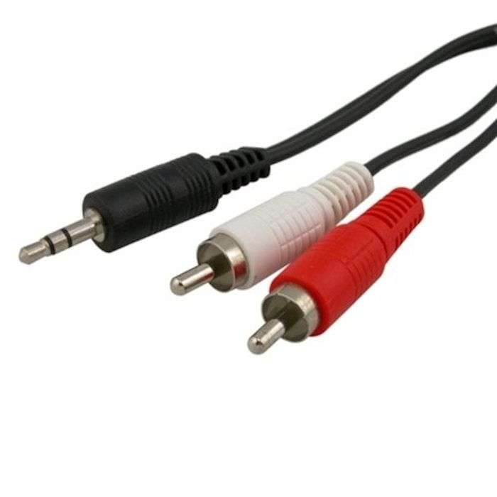 AV Cable 3.5mm Stereo Phone Plug to 2x RCA/Phono Plug, 5.9 ft, 1.5 m, Black