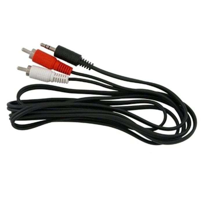 AV Cable 3.5mm Stereo Phone Plug to 2x RCA/Phono Plug, 5.9 ft, 1.5 m, Black