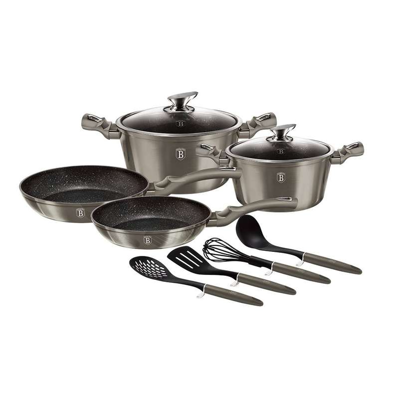 Berlinger Haus 10 Pieces Marble Coating Cookware Set - Carbon (DISPLAY MODEL)
