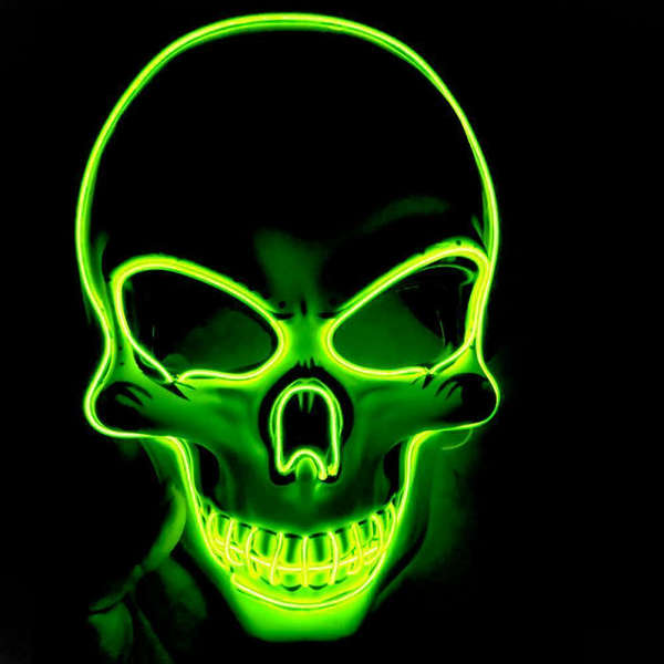 Neon LED Skull Mask - Green - Open Box