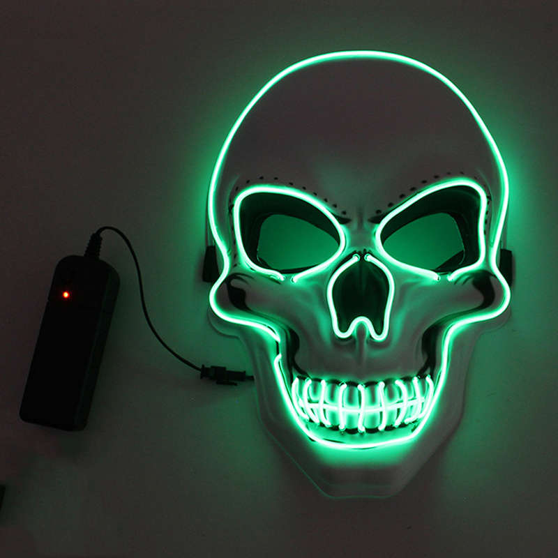 Neon LED Skull Mask - Green - Open Box
