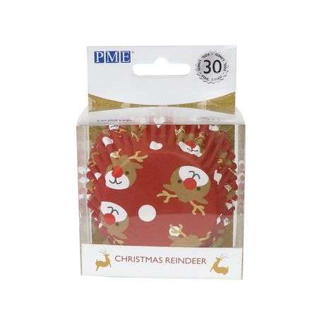 PME Cupcake Cases Standard Size Paper Baking Cases - Pack of 30 - Reindeer