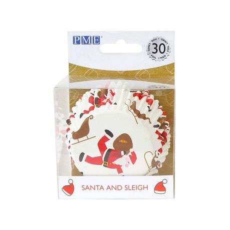 PME Cupcake Cases Standard Size Paper Baking Cases - Pack of 30 - Santa