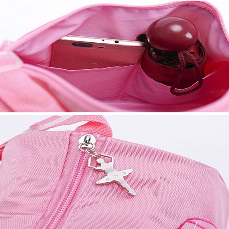 Girl Kids Dance Ballet Swim Bag Backpack Embroidered Tote - Pink
