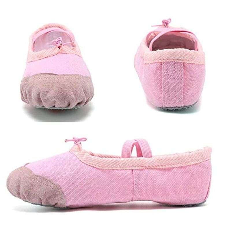 DHAO-Girls Pink Canvas Dance Slipper Ballet Gymnastics Yoga Shoes - EU 33