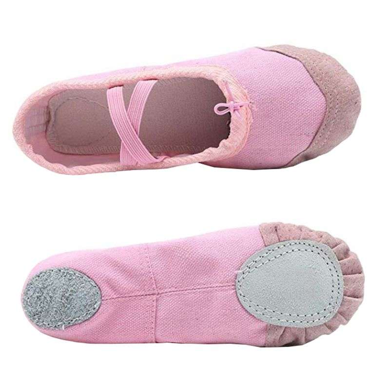 DHAO-Girls Pink Canvas Dance Slipper Ballet Gymnastics Yoga Shoes - EU 33