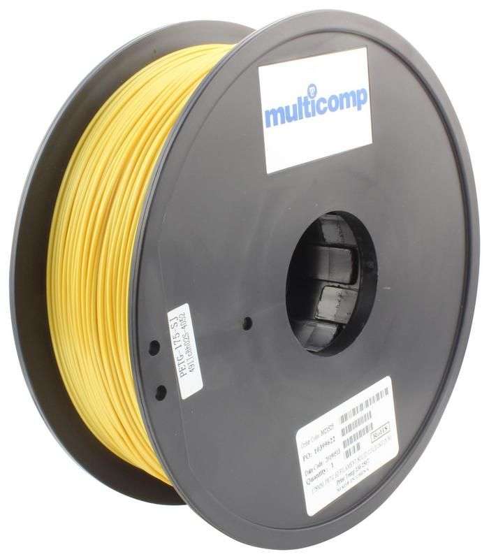 3D Printer Filament, PETG, 1.75 mm, Solid Gold, 250 C Melting Temp