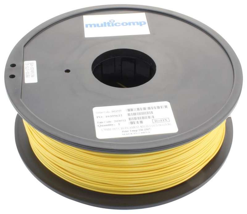 3D Printer Filament, PETG, 1.75 mm, Solid Gold, 250 C Melting Temp
