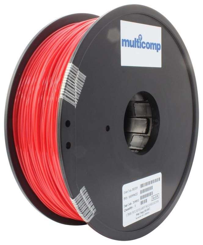 3D Printer Filament, PETG, 1.75 mm, Solid Red, 250 °C Melting Temp