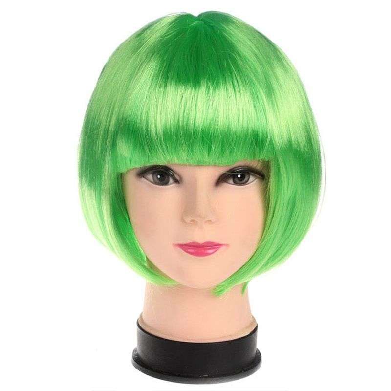 Dhao - Women's Short Hair Straight Bob Synthetic Wigs With Hair Bangs - Green