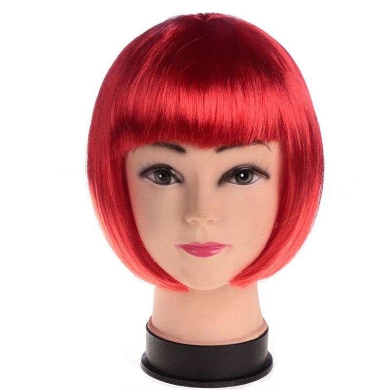 Dhao - Women's Short Hair Straight Bob Synthetic Wigs With Hair Bangs - Green