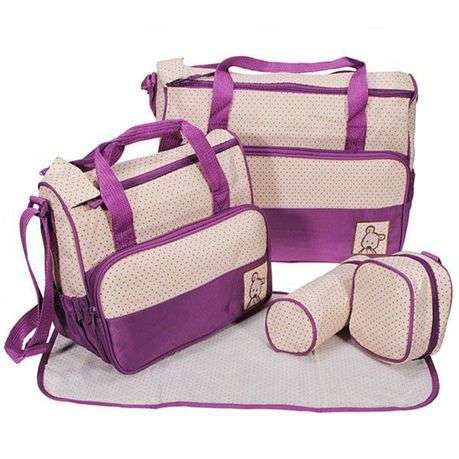 5-in-1 Multifunctional nappy bag (Refurbished)( Purple) (Missing: Food Bag And Bottle Holder)