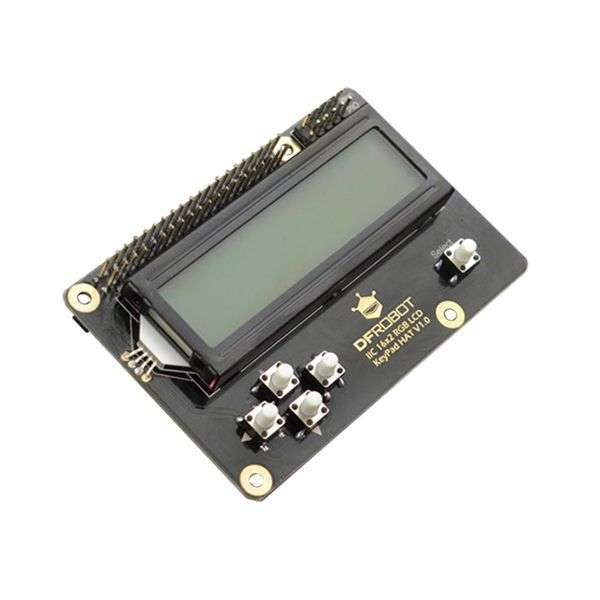 DFRobot, LCD KeyPad HAT with RGB Font (Compatible with Raspberry Pi 4B/3B+)