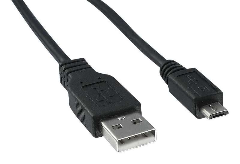 USB Cable, 1m, USB to Micro USB , Black, 3025030-03, Qualtek