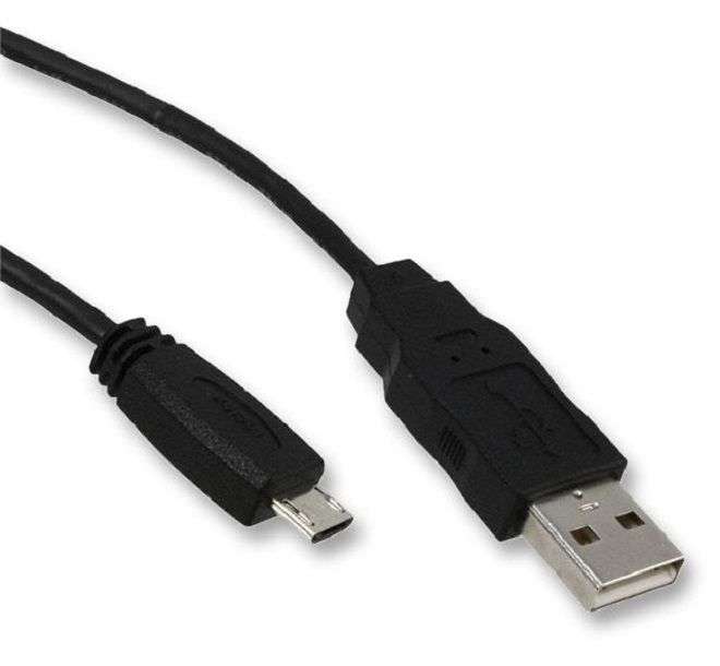 USB Cable, 3.05m, USB to Micro USB, Black, 3025034-10, Qualtek