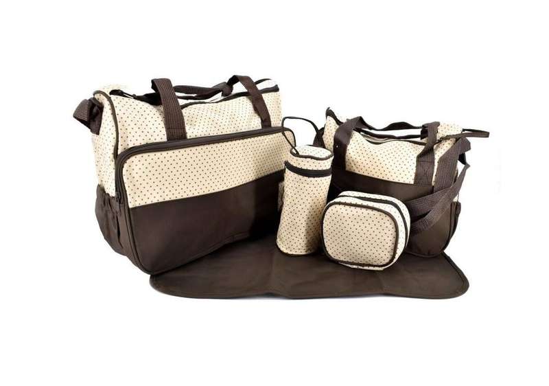 Multifunctional Baby Diaper Handbag Set 5 Piece - Brown(DISPLAY MODEL)