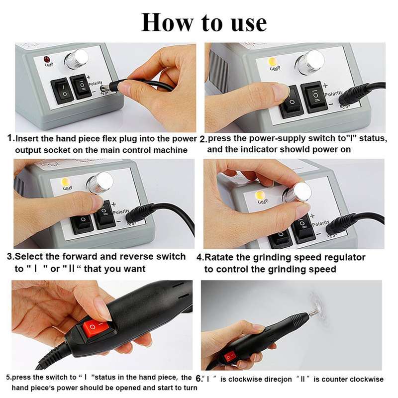 Professional Manicure Pedicure Machine Kit Set - Black