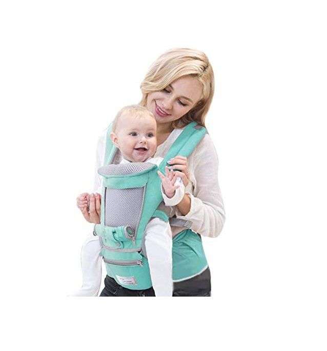 Convertible 3D Breathable Mesh Baby Carrier with Hip Seat - Mint Green