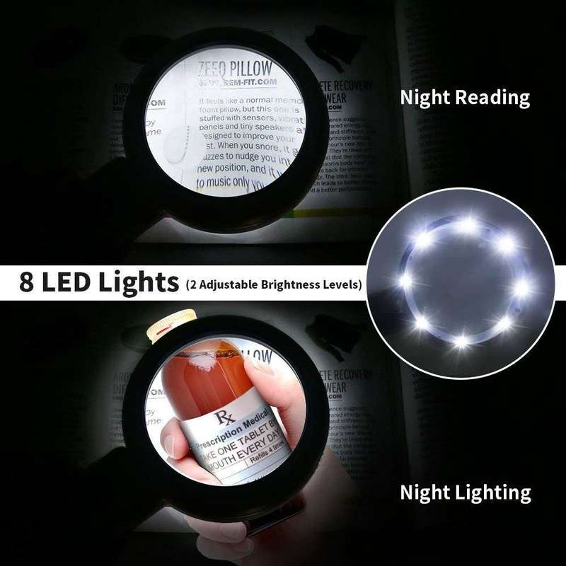 8 LED Dual-Circuit Desktop Handheld Folding Magnifier