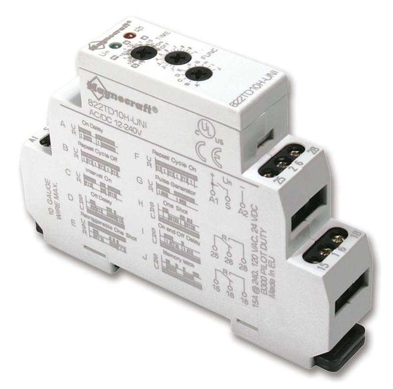 Schnieder, Time Delay Relay, 24 VDC, 0.1 s, 10 Days, 820 Series, DPDT, 15 A