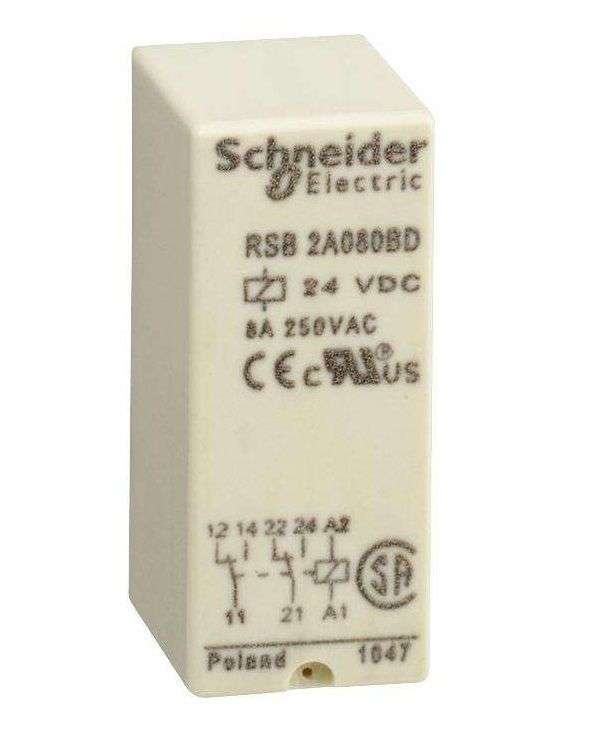 Schnieder, General Purpose Relay, RSB Series, Interface, DPDT, 24 VDC, 8 A