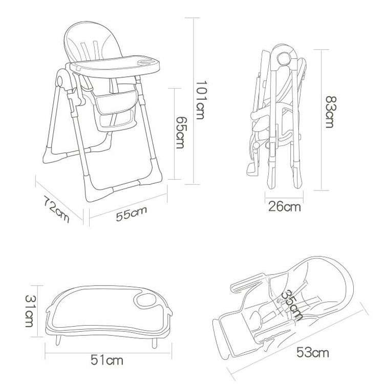 Baby Multifunction Feeding High Chair (Pink)