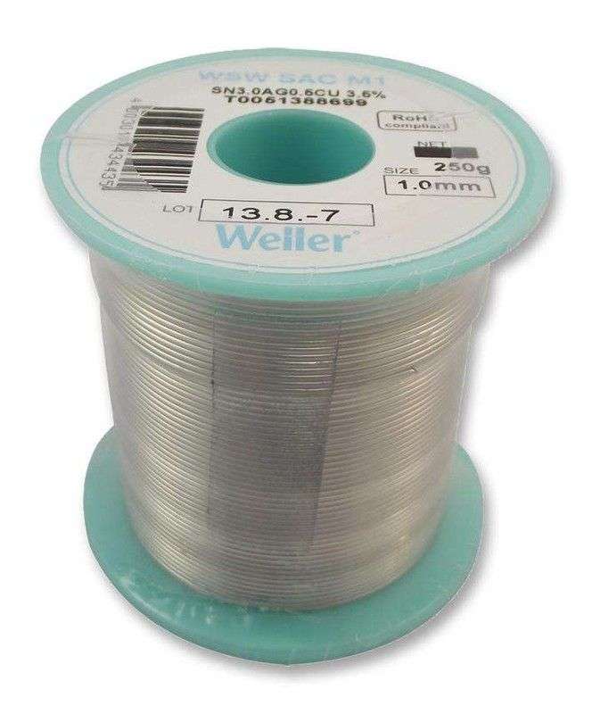 Weller, 1mm,Solder Wire, 96.5/3/0.5, 221°C, 250g, T0051388899