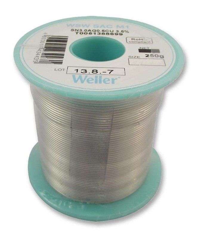 Weller, 0.8mm, Solder Wire, 96.5/3/0.5, 221°C, 250g, T0051388799