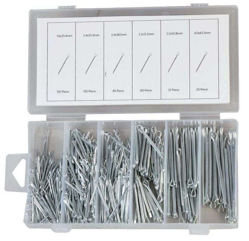 Duratool, Cotter Pin Set, Assorted, Steel, Silver, 500 Pieces, D00366