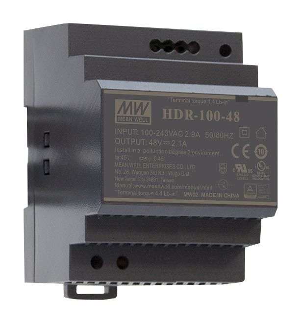 Mean Well, AC/DC DIN Rail Power Supply (PSU), ITE,1Output,92 W, HDR-100-24