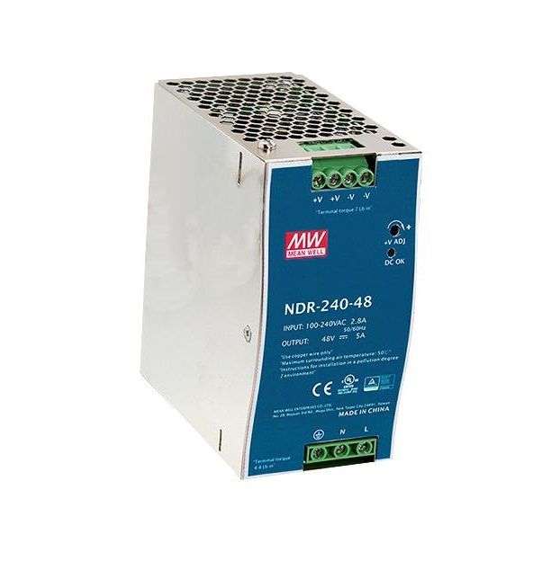 Mean Well, AC/DC DIN Rail Power Supply (PSU),1Output,240W,24 V, NDR-240-24
