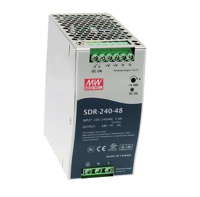 Mean Well, AC/DC DIN Rail Power Supply(PSU),ITE,1Output,240W, SDR-240-48