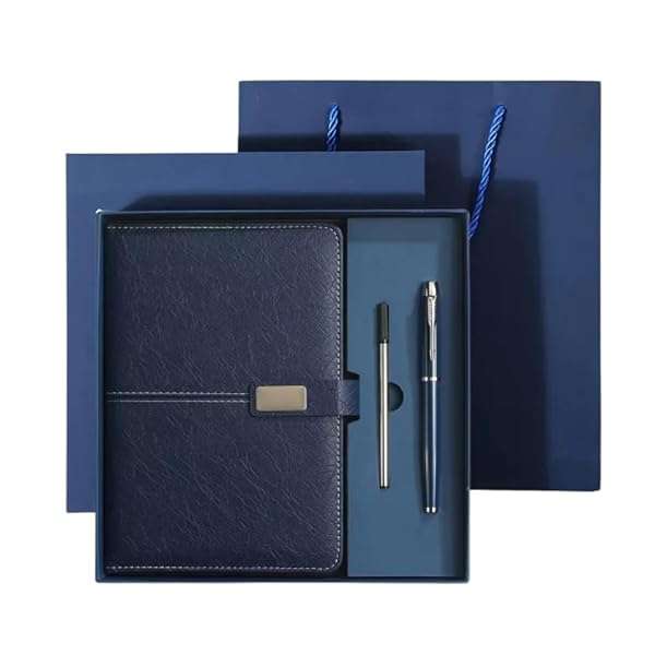 Executive Luxury Diary Set with Hardcover Leather Journal Notebook and Signature Pen Gift Box for...