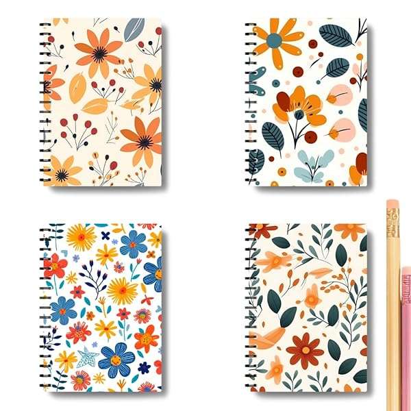 Notebook set with Cute Floral Spiral Notebooks 4 Pack Combo Notepads