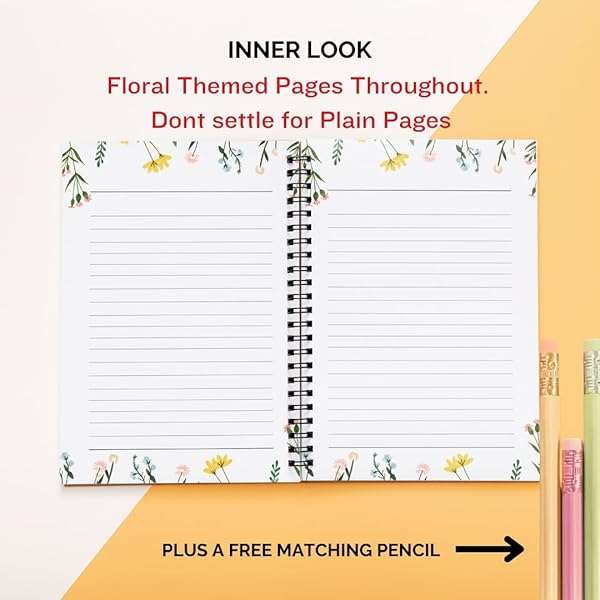 Notebook set with Cute Floral Spiral Notebooks 4 Pack Combo Notepads