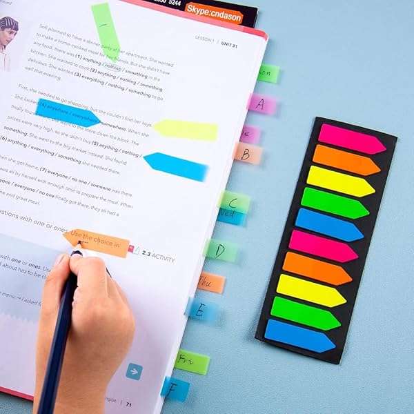 Arrow Shape Sticky Notes and Index Notes with Colorful Sticky Pads 5 Pack 500 Sheets Combo