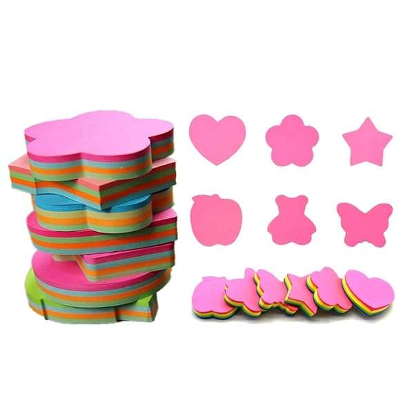 Sticky Notes Self Adhesive Memo Pad Multi Color and Shapes 5 Pack Combo for Office School and Home