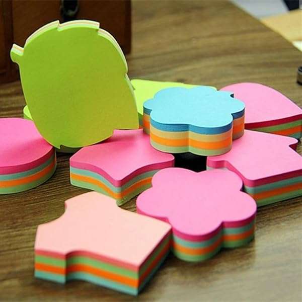 Sticky Notes Self Adhesive Memo Pad Multi Color and Shapes 5 Pack Combo for Office School and Home