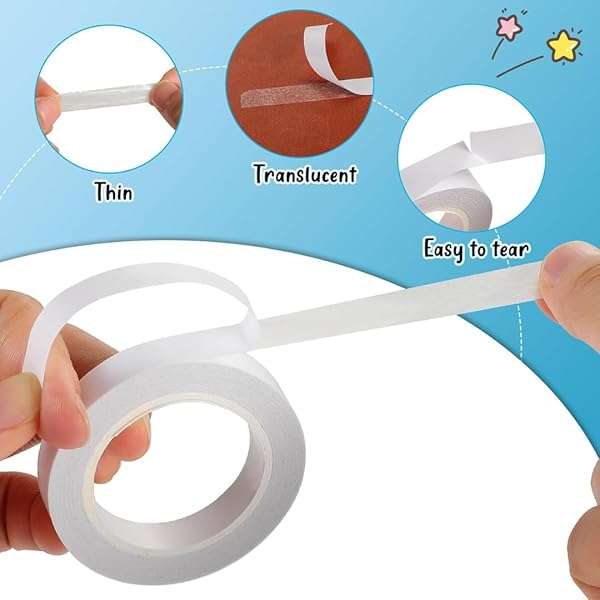 Double Sided Tape for Crafts Adhesive Tape for Arts Photography Gift Box Scrapbooking White 10 Pa...
